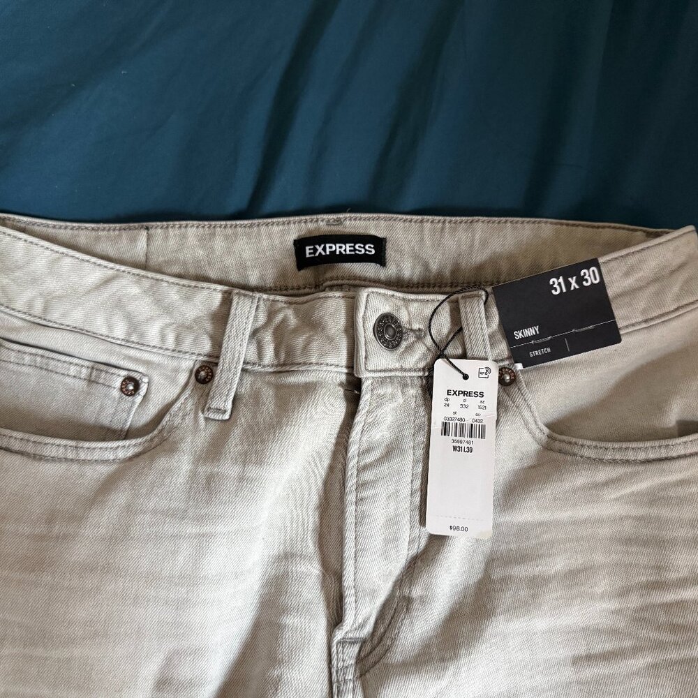Express Skinny Grey Hyper Stretch Jeans 31x30 $98